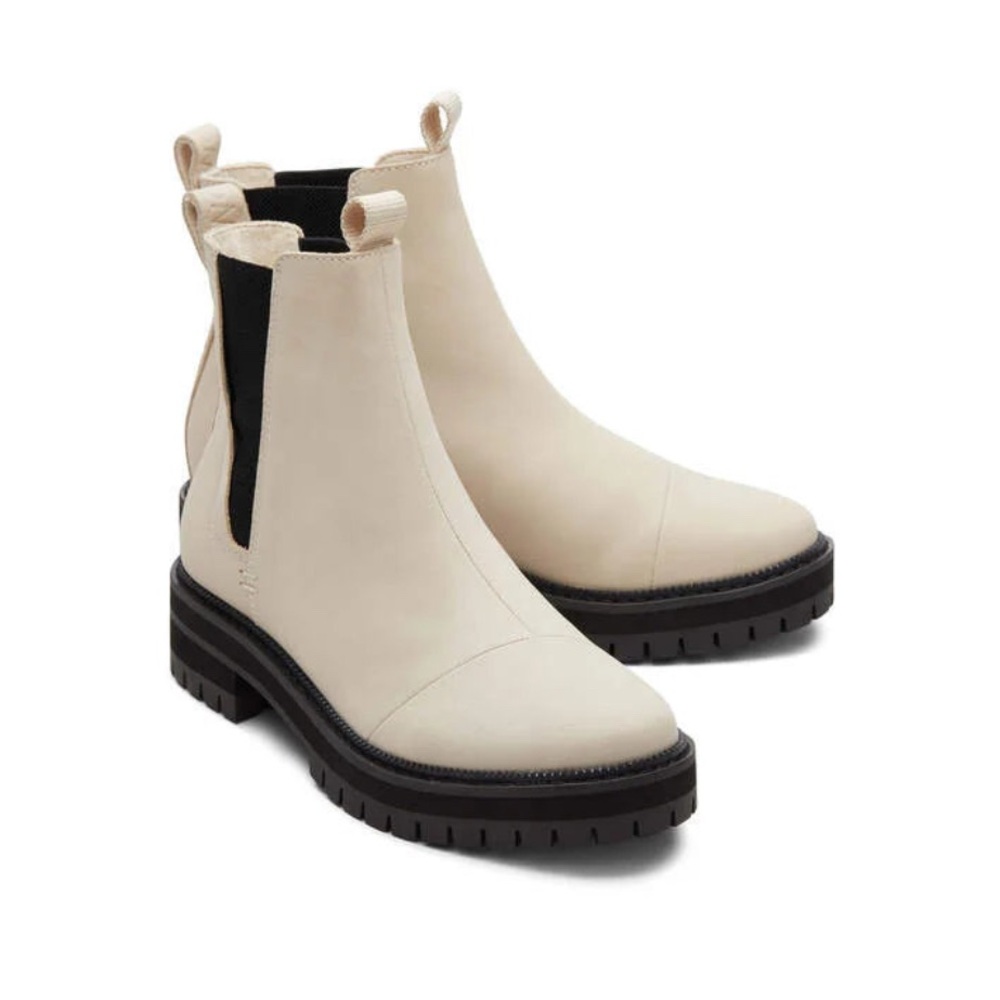 Tom’s Dakota Beige/Off White, Leather, water resistant, lug sole ankle boots